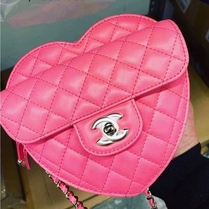 Sold Chanel Large Pink “In Love” Heart Bag